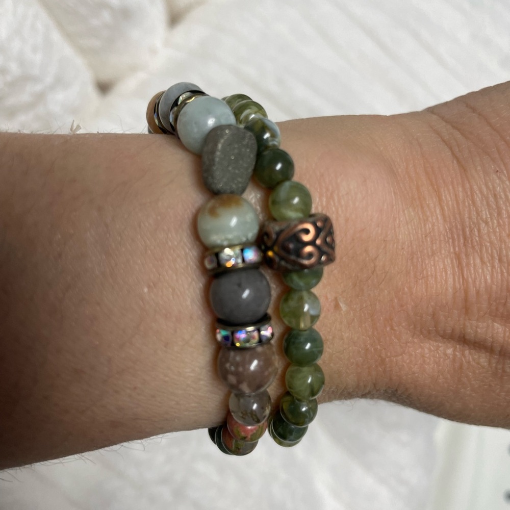 Elegant Green Beaded Bracelet Set